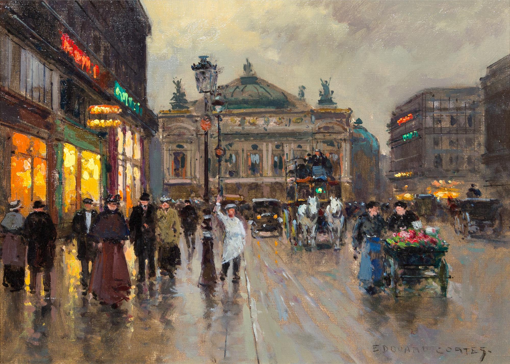 Edouard Leon Cortes, (French, 1882-1969), L'Avenue de l'Opera, ciel gris, 1964