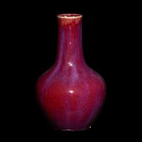A Chinese Flambé Glazed Porcelain Bottle Vase 窯變釉賞瓶