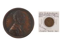[EXONUMIA]. A group of Lincoln, John C. Frémont, Andrew Jackson, Ulysses Grant, and Civil War-related tokens and medals, comprising: