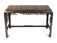 A Chinese Black and Gilt Lacquer Console Table — 20TH CENTURY