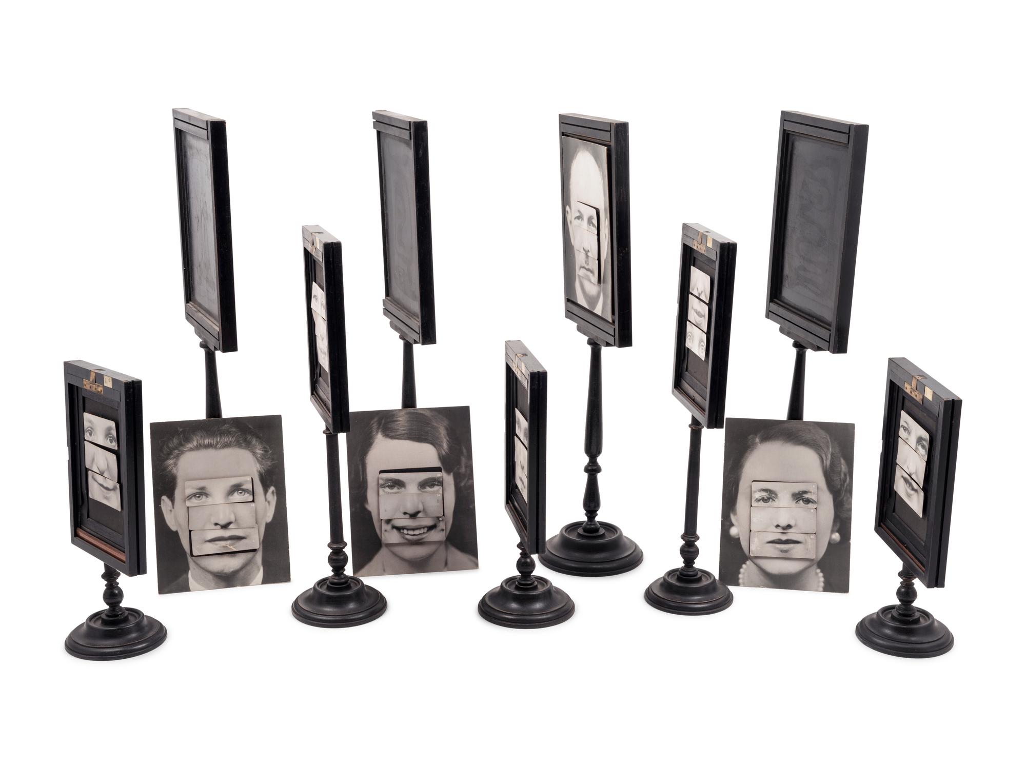 A Set of Nine Photographic Portraits Mounted on Ebonized Stands