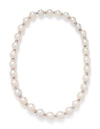 CONVERTIBLE CULTURED SOUTH SEA PEARL AND DIAMOND NECKLACE