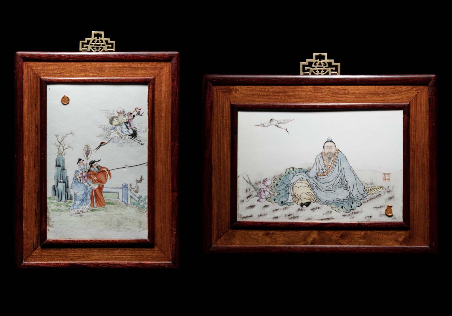 Two Chinese Famille Rose Porcelain Plaques