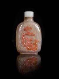 A Carved Agate Snuff Bottle Height 3 1/8 inches. — 19TH CENTURY