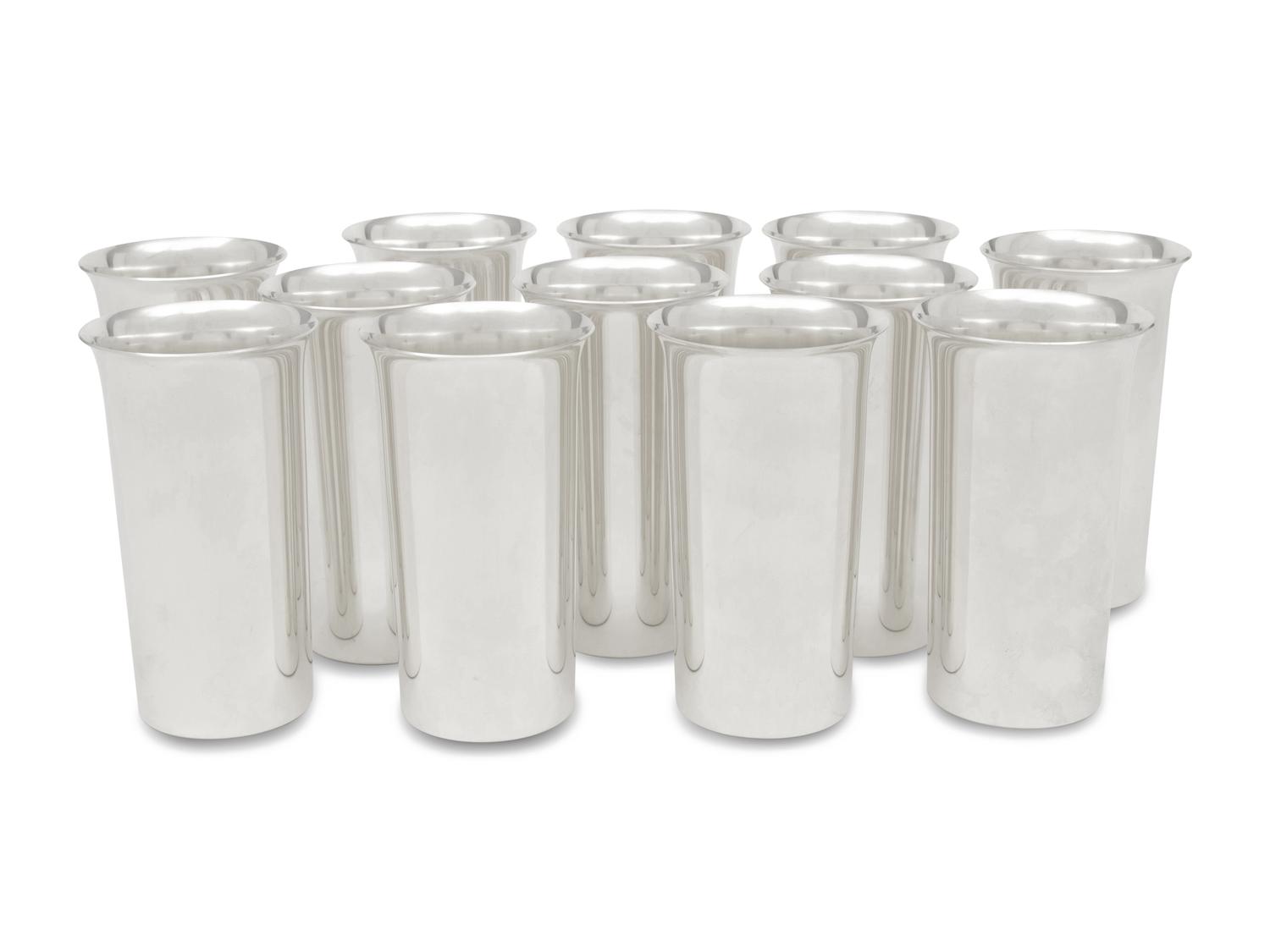 A Set of Twelve American Silver Tumblers