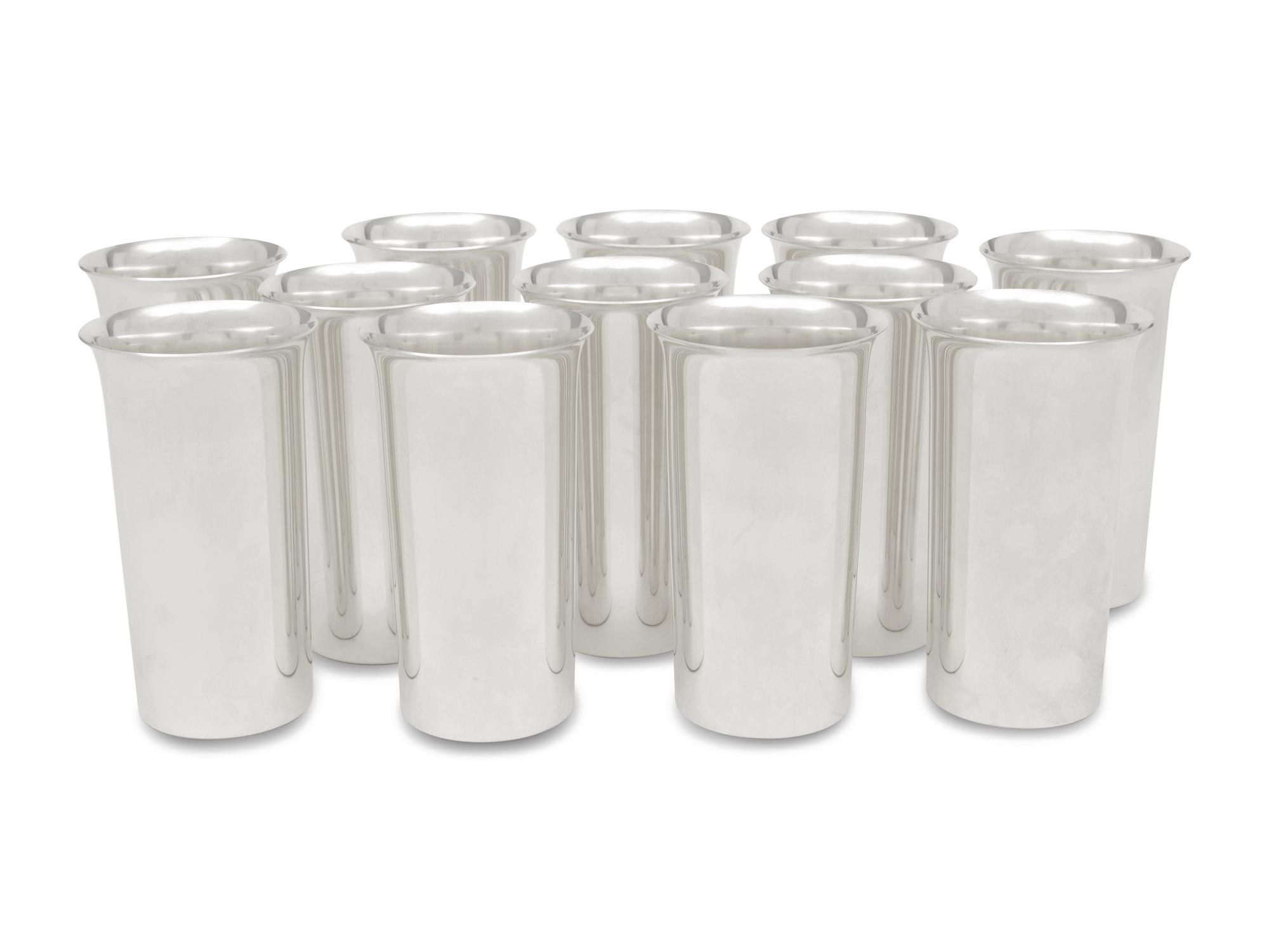 A Set of Twelve American Silver Tumblers
