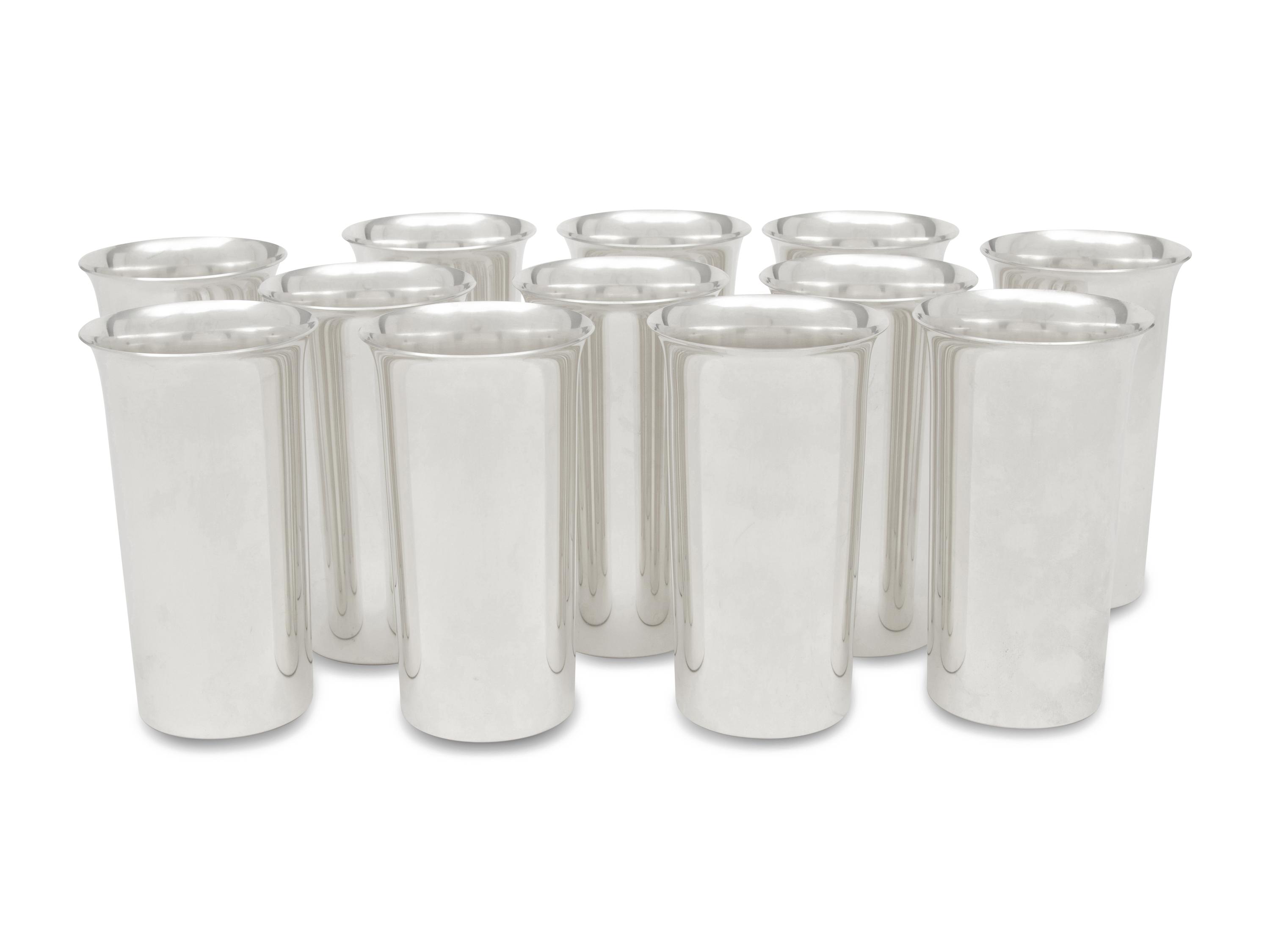 A Set of Twelve American Silver Tumblers