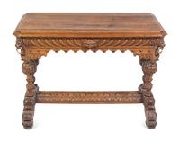 A Renaissance Revival Carved Oak Library Table in the Style of R.J. Horner