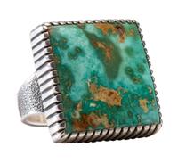 Sterling Silver Ring, with Blue Gem Turquoise Cabochon on the Front and Coral Bead on Reverse Lot is located and will ship from Denver, Colorado.