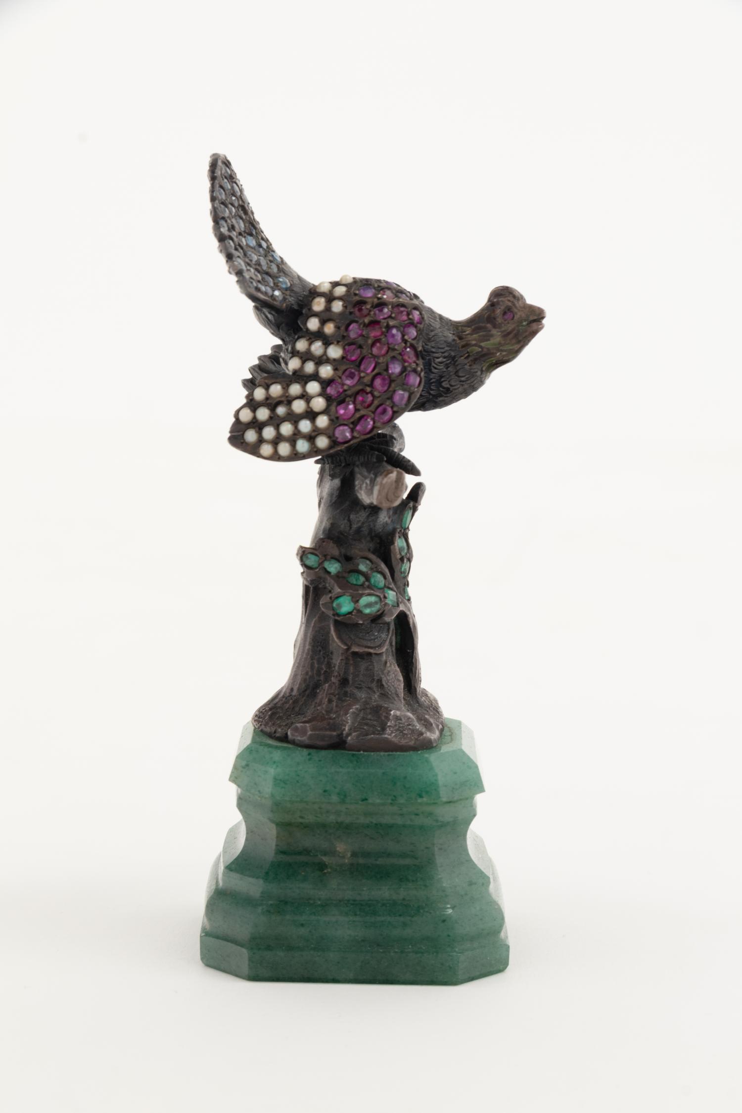 A Continental Silver, Pearl and Hardstone Inset Figure