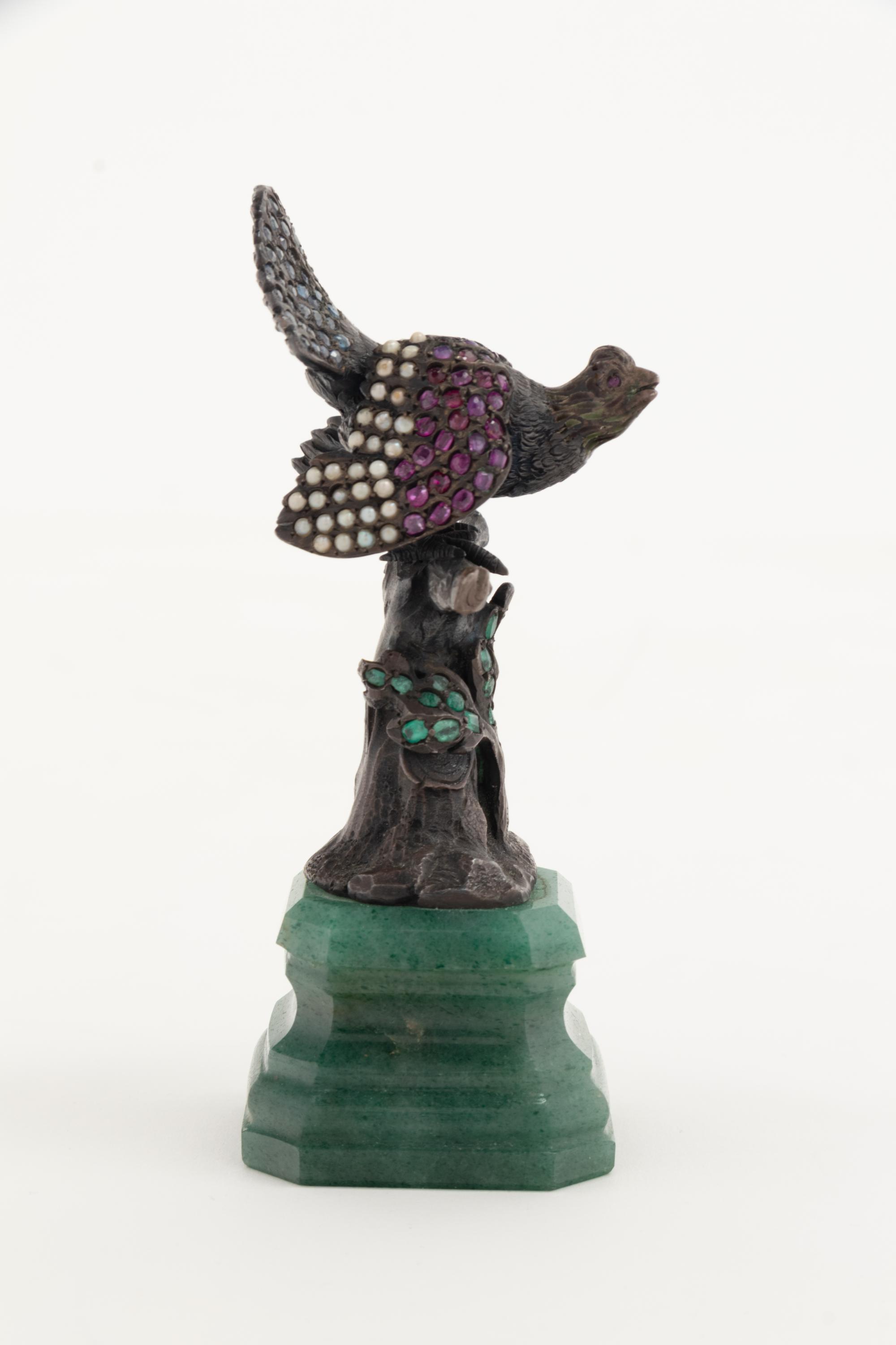 A Continental Silver, Pearl and Hardstone Inset Figure