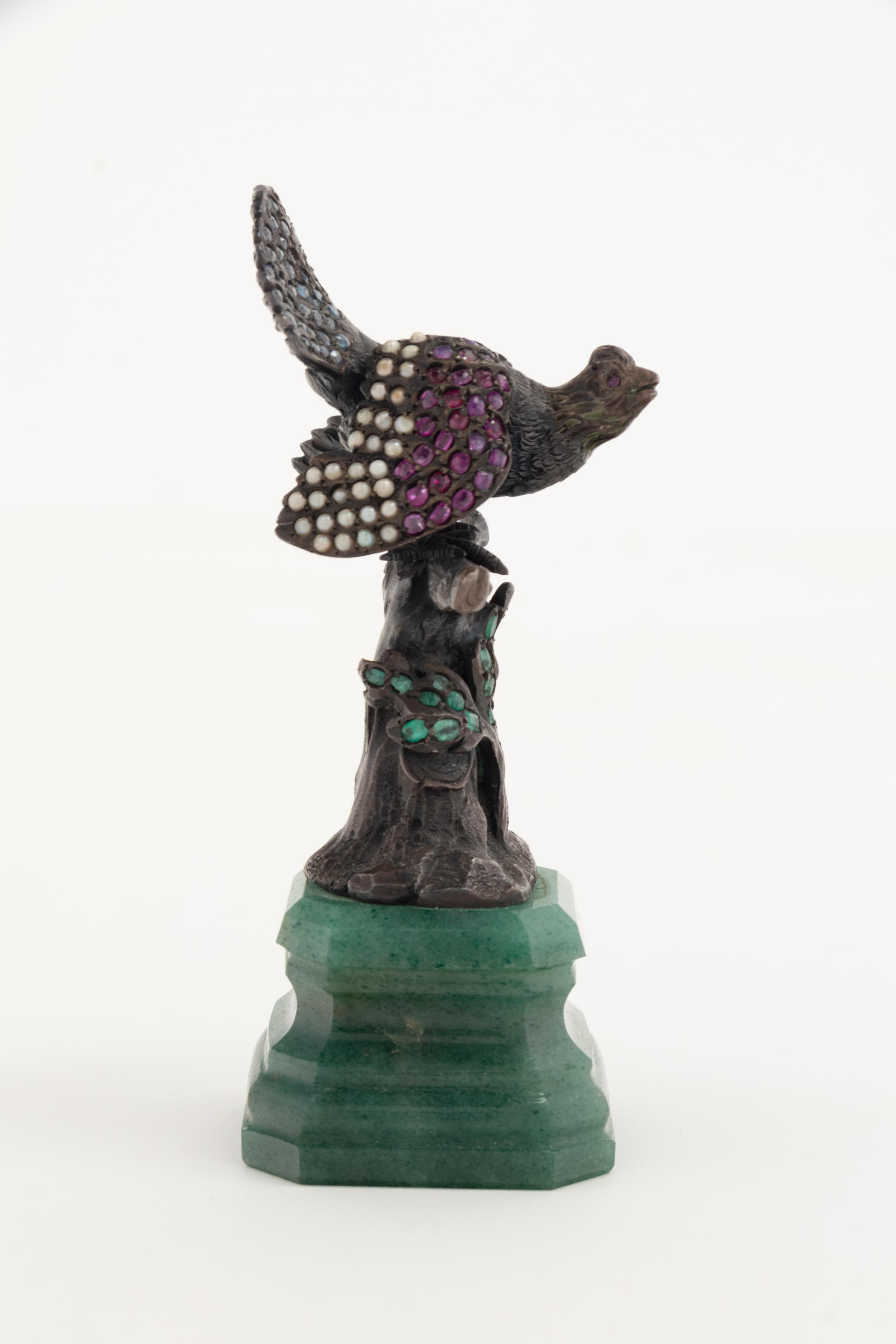 A Continental Silver, Pearl and Hardstone Inset Figure