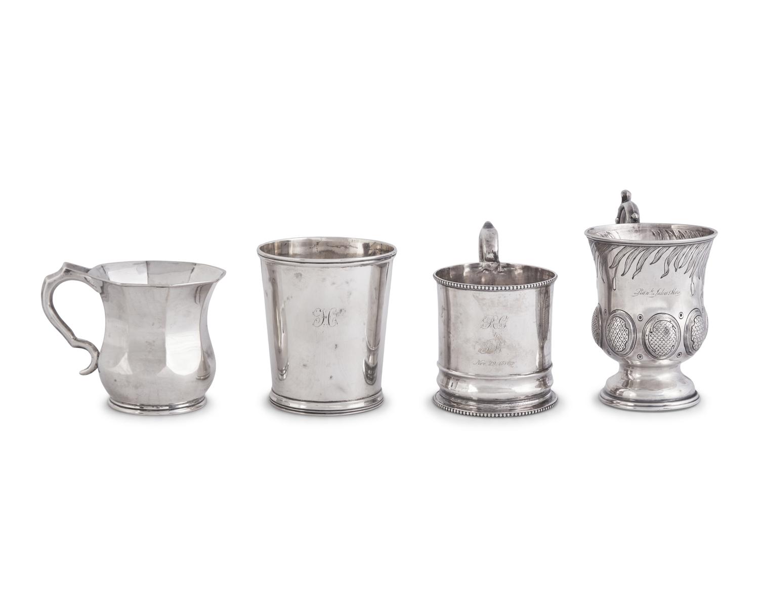 A Group of Four Silver Beakers and Child's Cups
