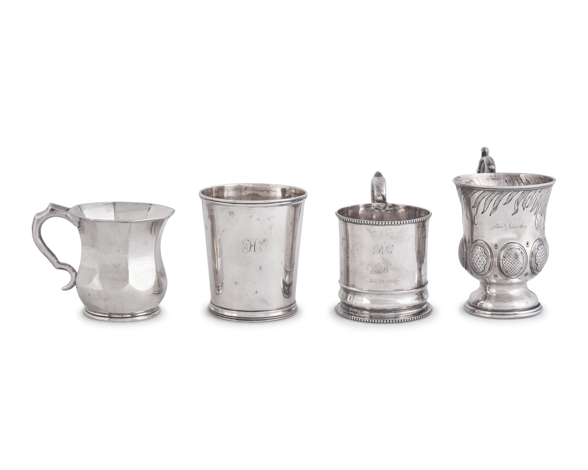 A Group of Four Silver Beakers and Child's Cups