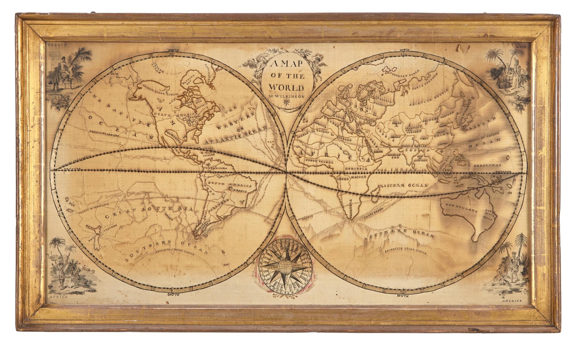 An Embroidered Needlework Map of the World