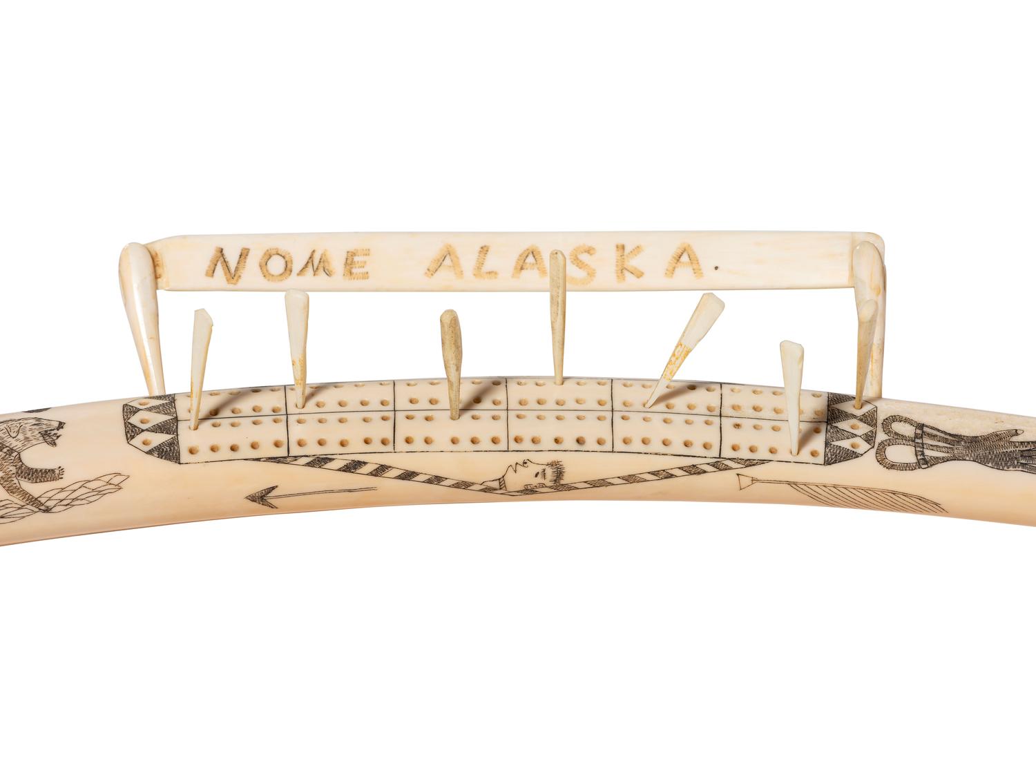 Alaskan Scrimshawed Cribbage Board