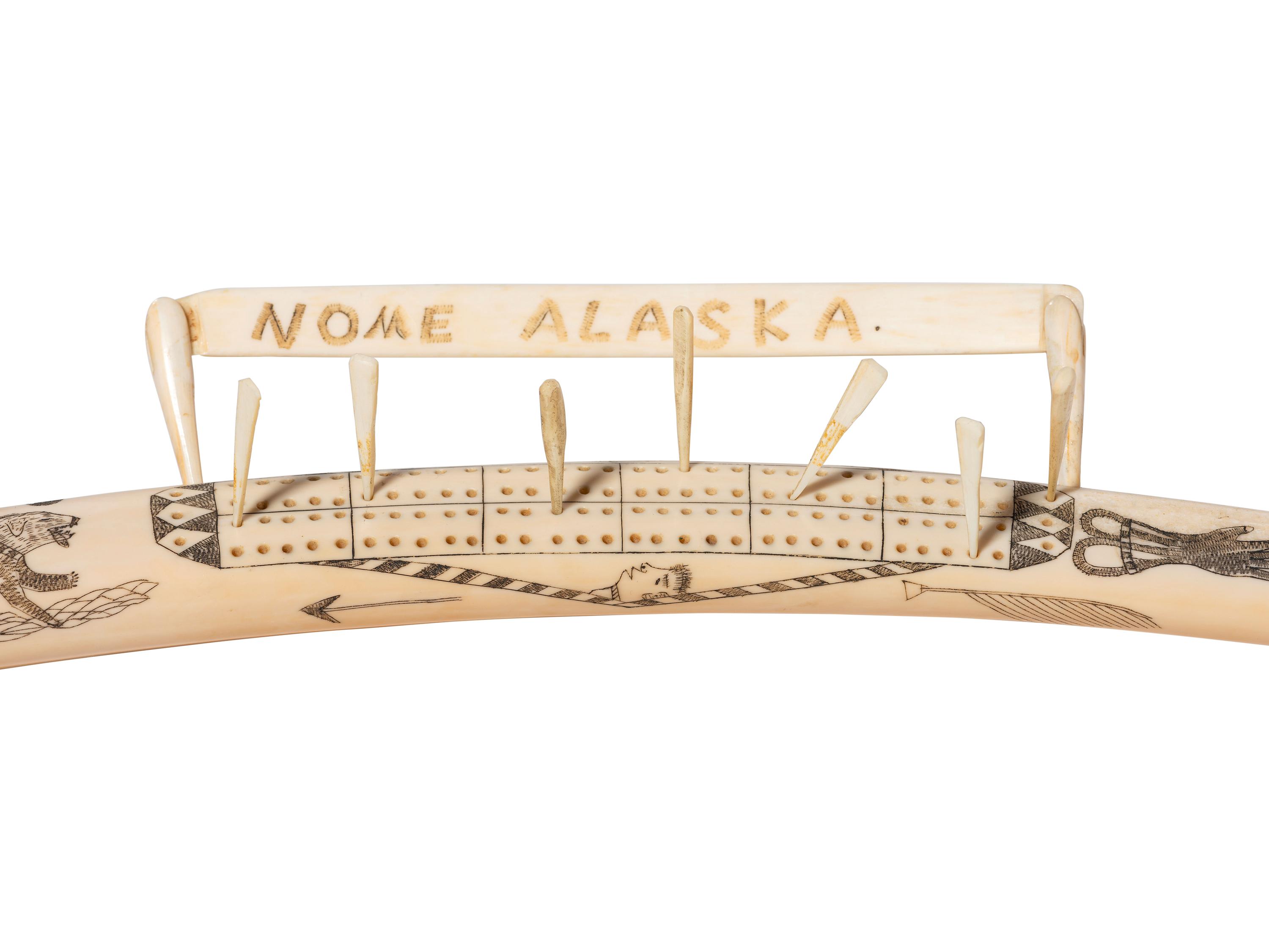 Alaskan Scrimshawed Cribbage Board