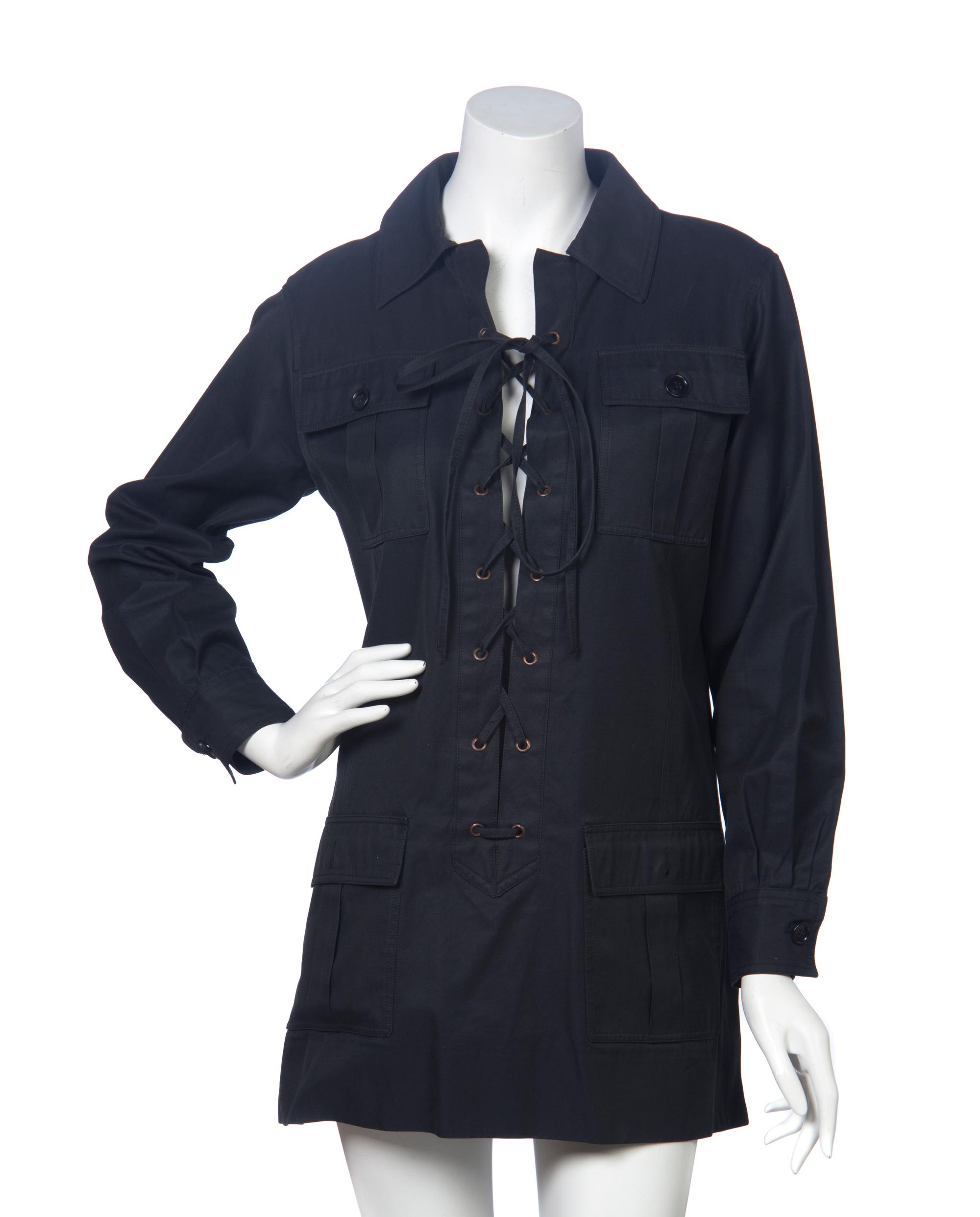 An Yves Saint Laurent Black Cotton Safari Tunic,