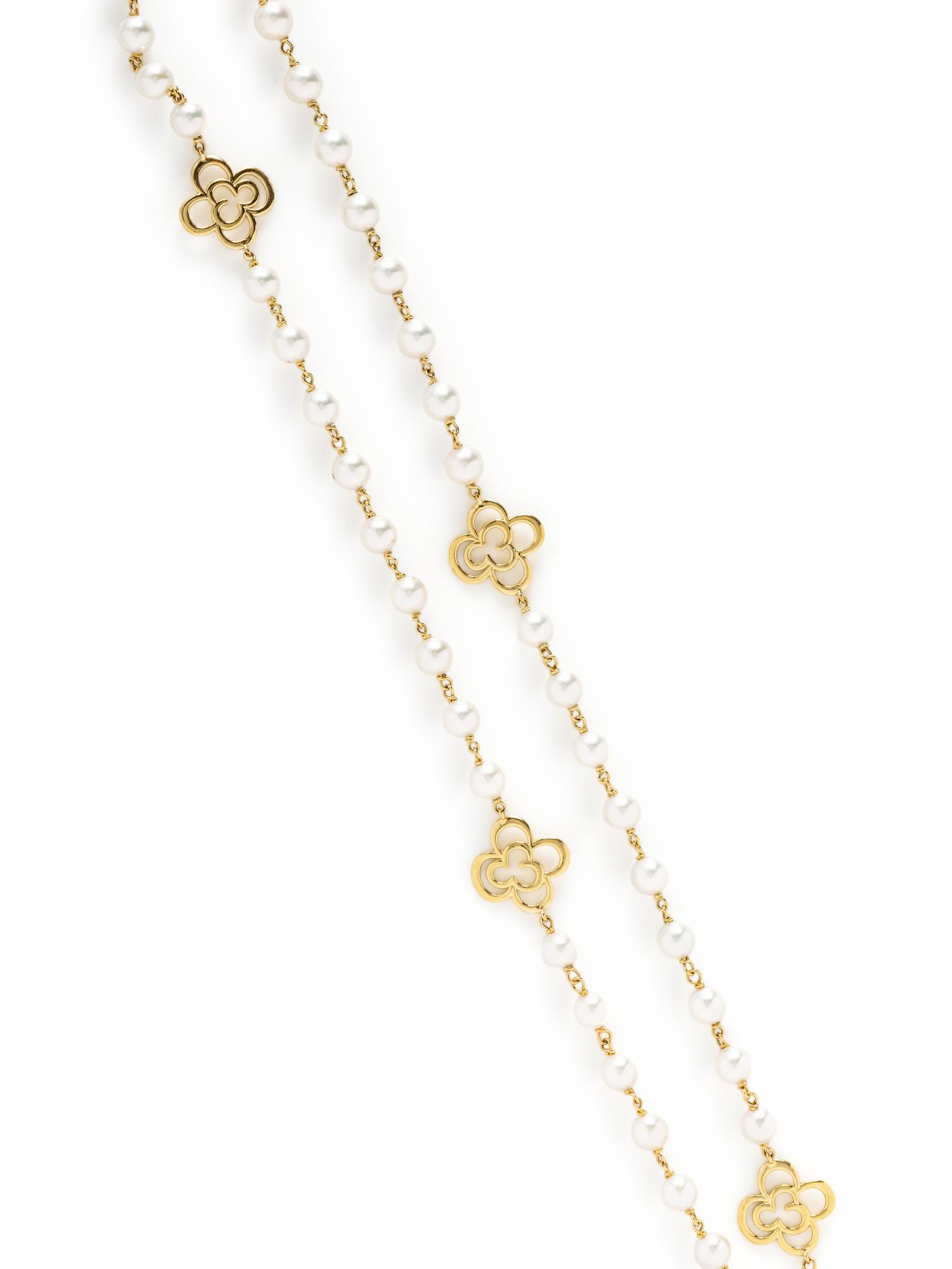 LOUIS TAMIS AND SONS, CULTURED PEARL AND YELLOW GOLD NECKLACE