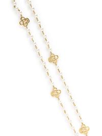 LOUIS TAMIS AND SONS, CULTURED PEARL AND YELLOW GOLD NECKLACE