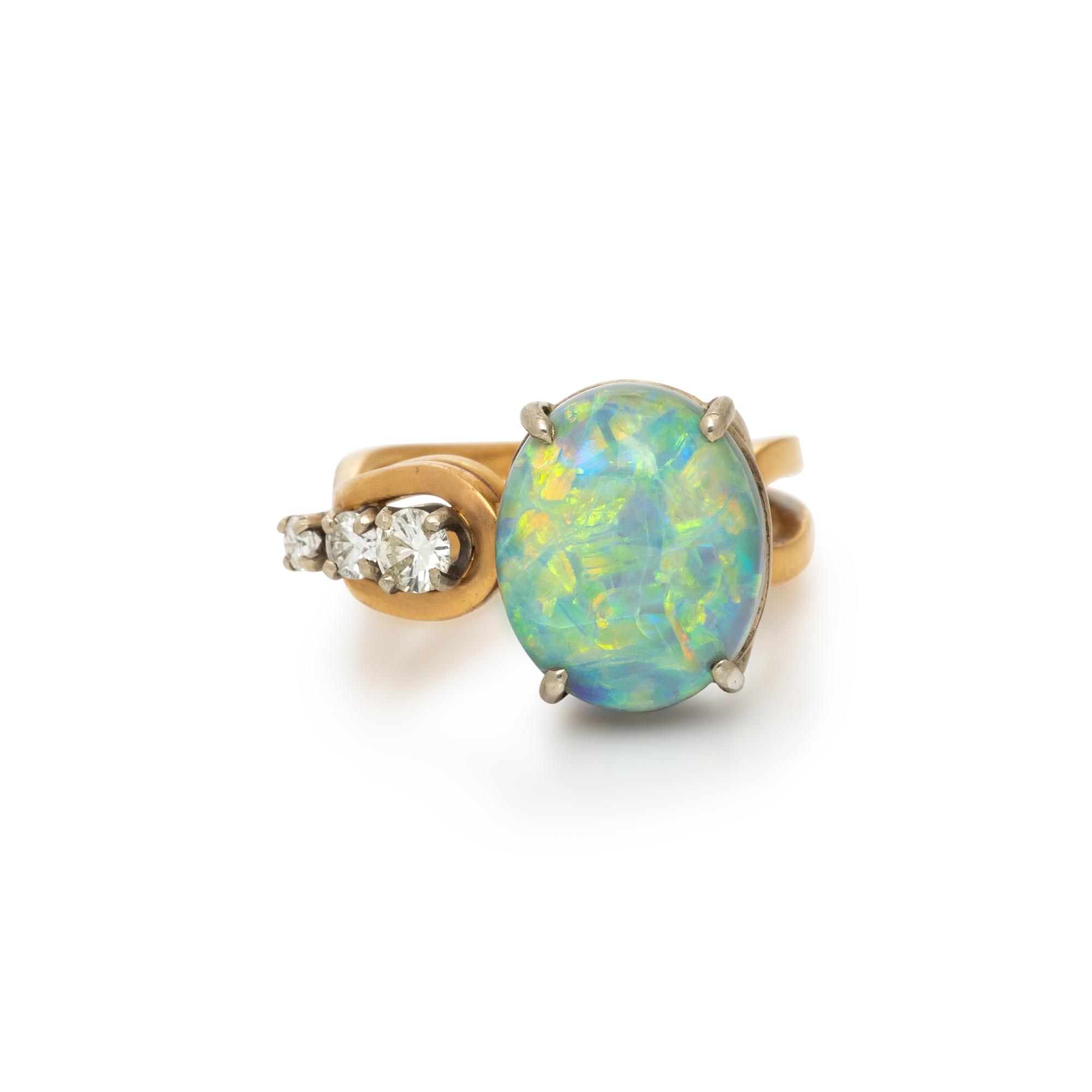 OPAL AND DIAMOND RING