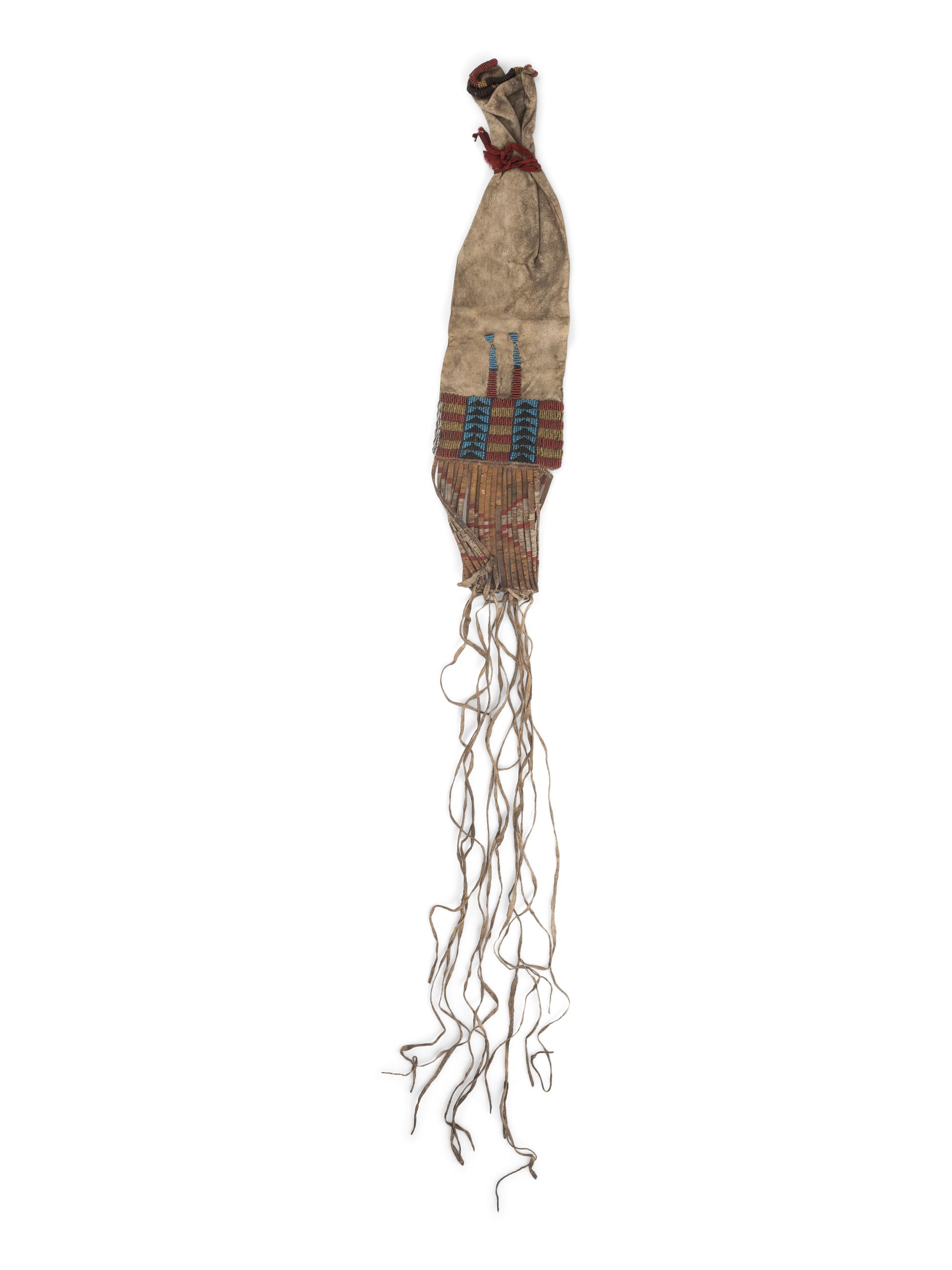 Early Sioux Beaded Hide Tobacco Bag