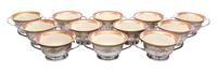 A Set of Twelve American Silver-Lined Porcelain Sherbet Bowls, Barbour Silver Co., Hartford, CT, each fitted with a Lenox porcelain bow
