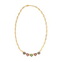 VAN CLEEF & ARPELS, MULTIGEM AND YELLOW GOLD FLOWER NECKLACE