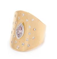 A 14 Karat Yellow Gold and Diamond Ring,