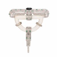 Rock Crystal Quartz, Diamond, Multigem, and White Gold Brooch