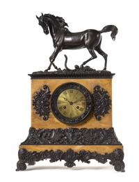 A French Bronze and Marble Mantel Clock Height 20 inches. — PARIS, 19TH CENTURY