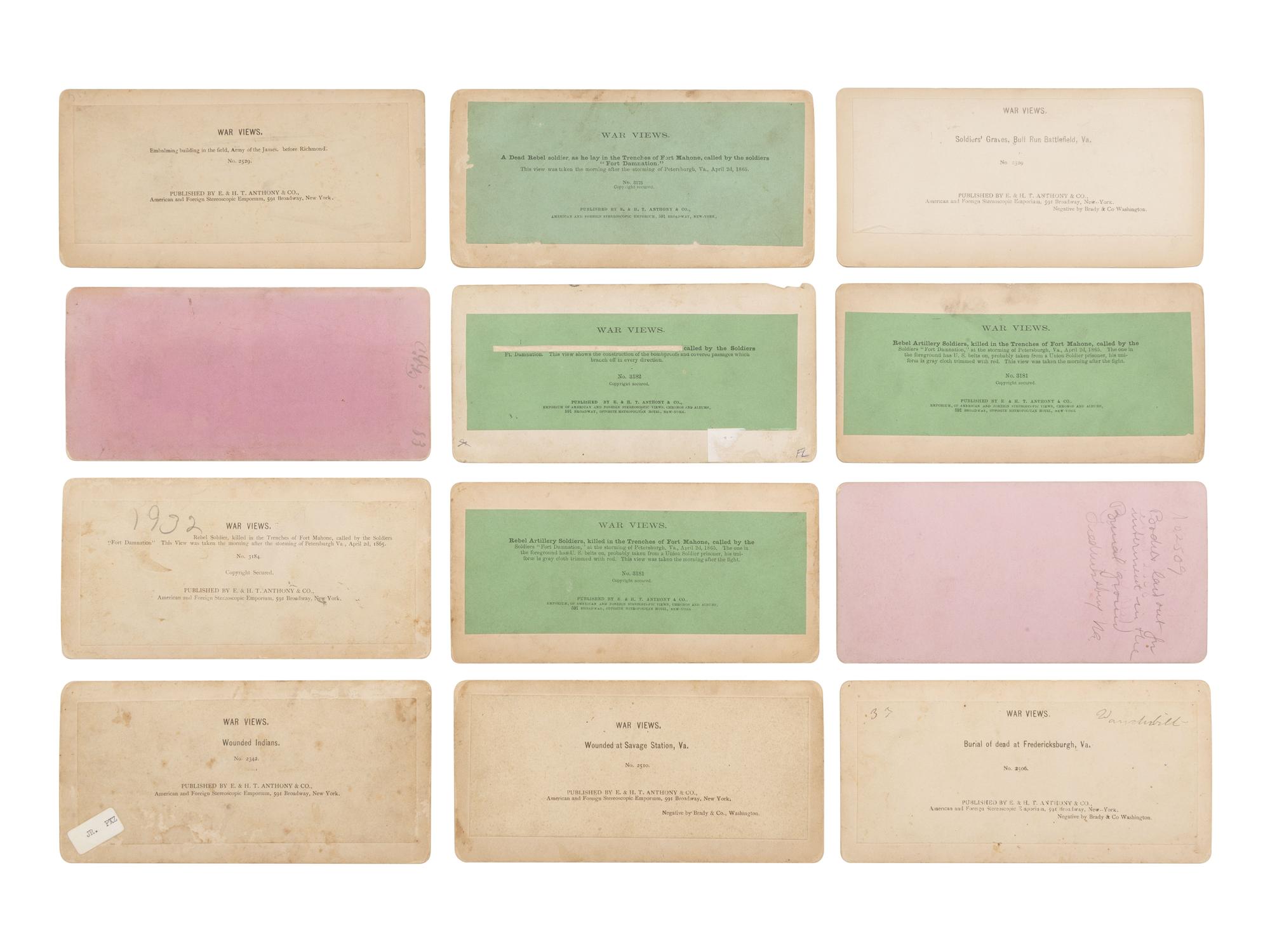 [CIVIL WAR]. A group of 12 views of deceased and wounded soldiers and related subjects, incl. embalming tent.