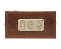 A Scrimshaw-Mounted and Inlaid Mahogany Tea Caddy