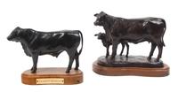 Two Continental Bronze Animalier Groups, Height of first 7 1/4 inches.
