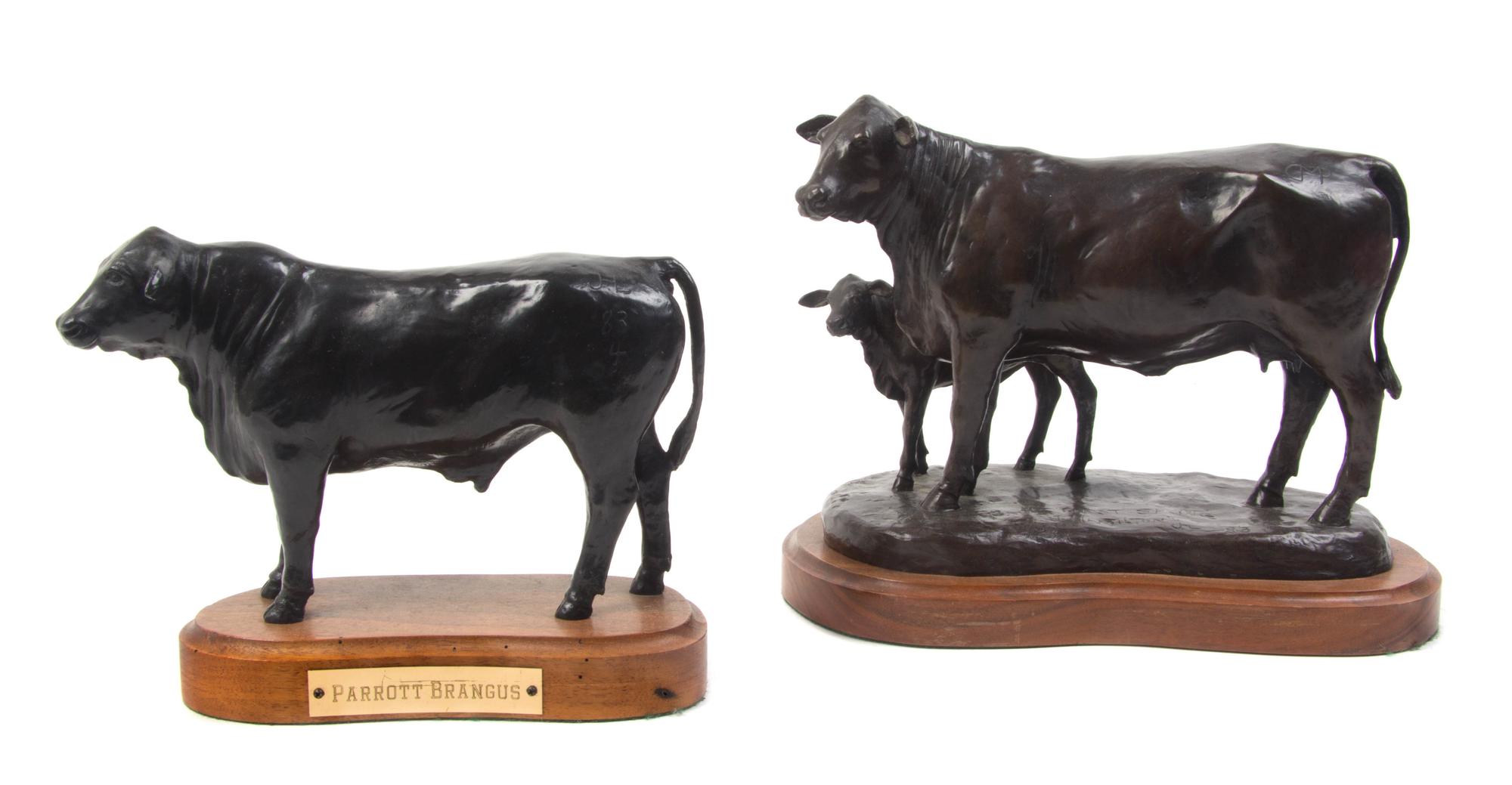 Two Continental Bronze Animalier Groups, Height of first 7 1/4 inches.