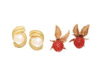 COLLECTION OF GOLD AND GEMSTONE STUD EARRINGS