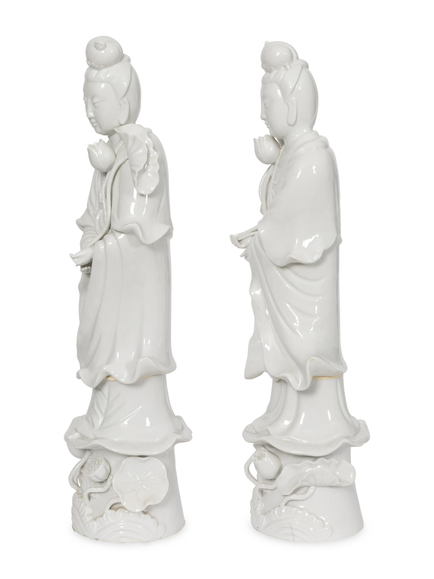 Two Pairs of Blanc-de-Chine Figures