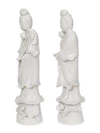 Two Pairs of Blanc-de-Chine Figures