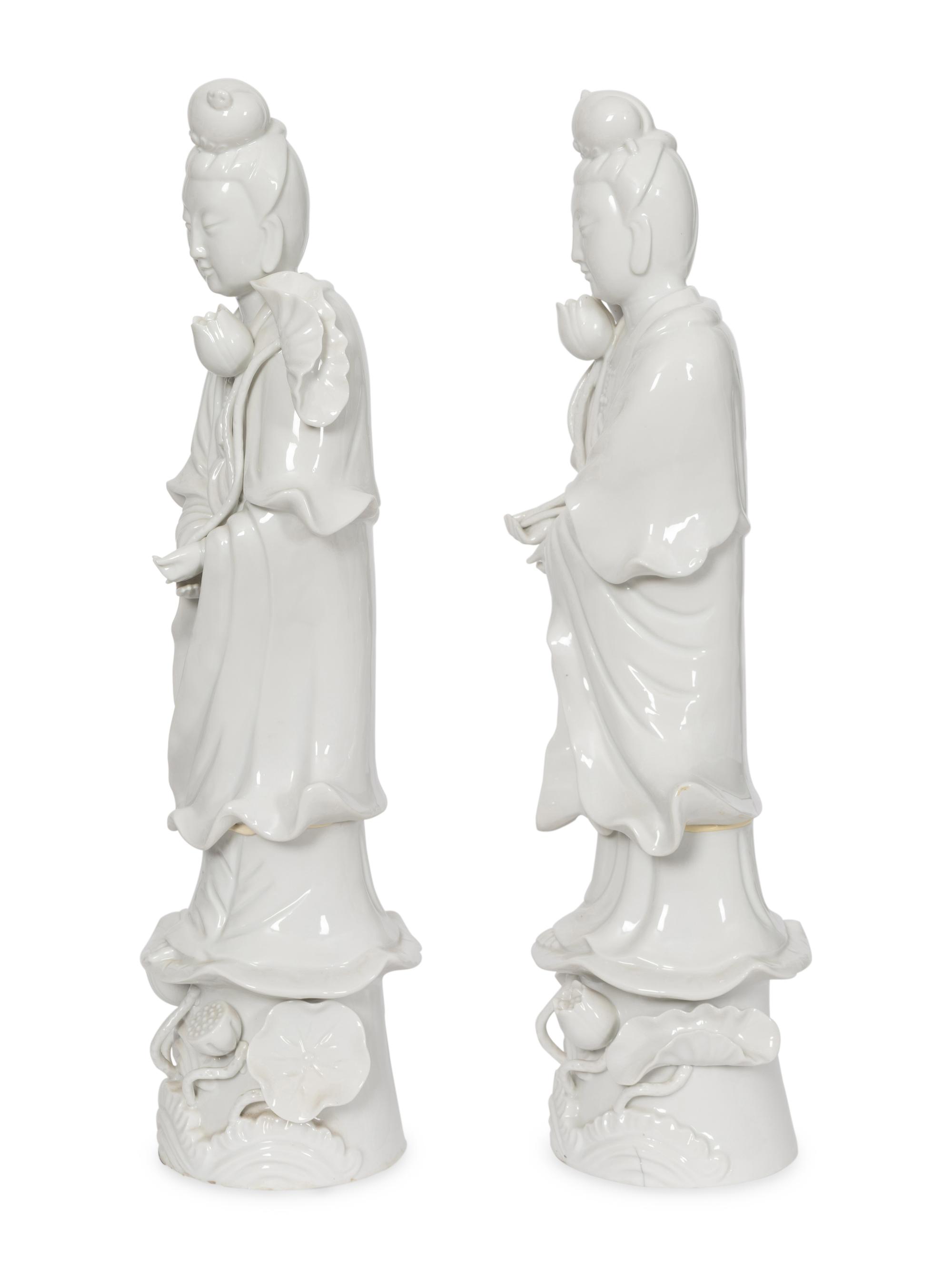 Two Pairs of Blanc-de-Chine Figures