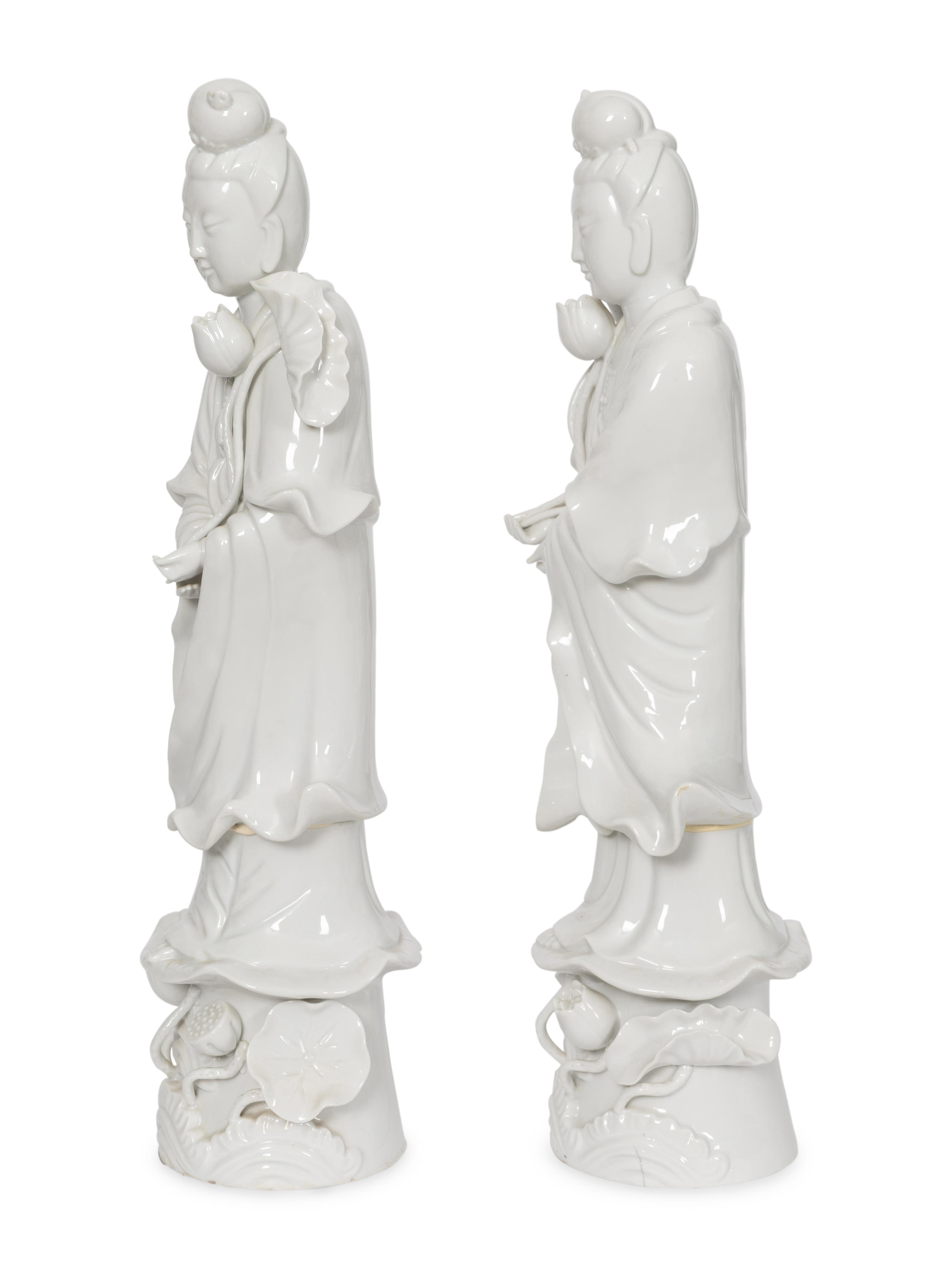 Two Pairs of Blanc-de-Chine Figures