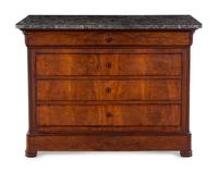 A Louis Philippe Walnut Marble-Top Chest of Drawers