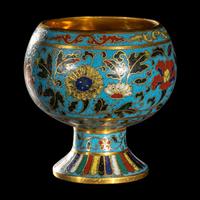 A Chinese Cloisonne Enamel Stem Cup 掐丝珐琅高足杯