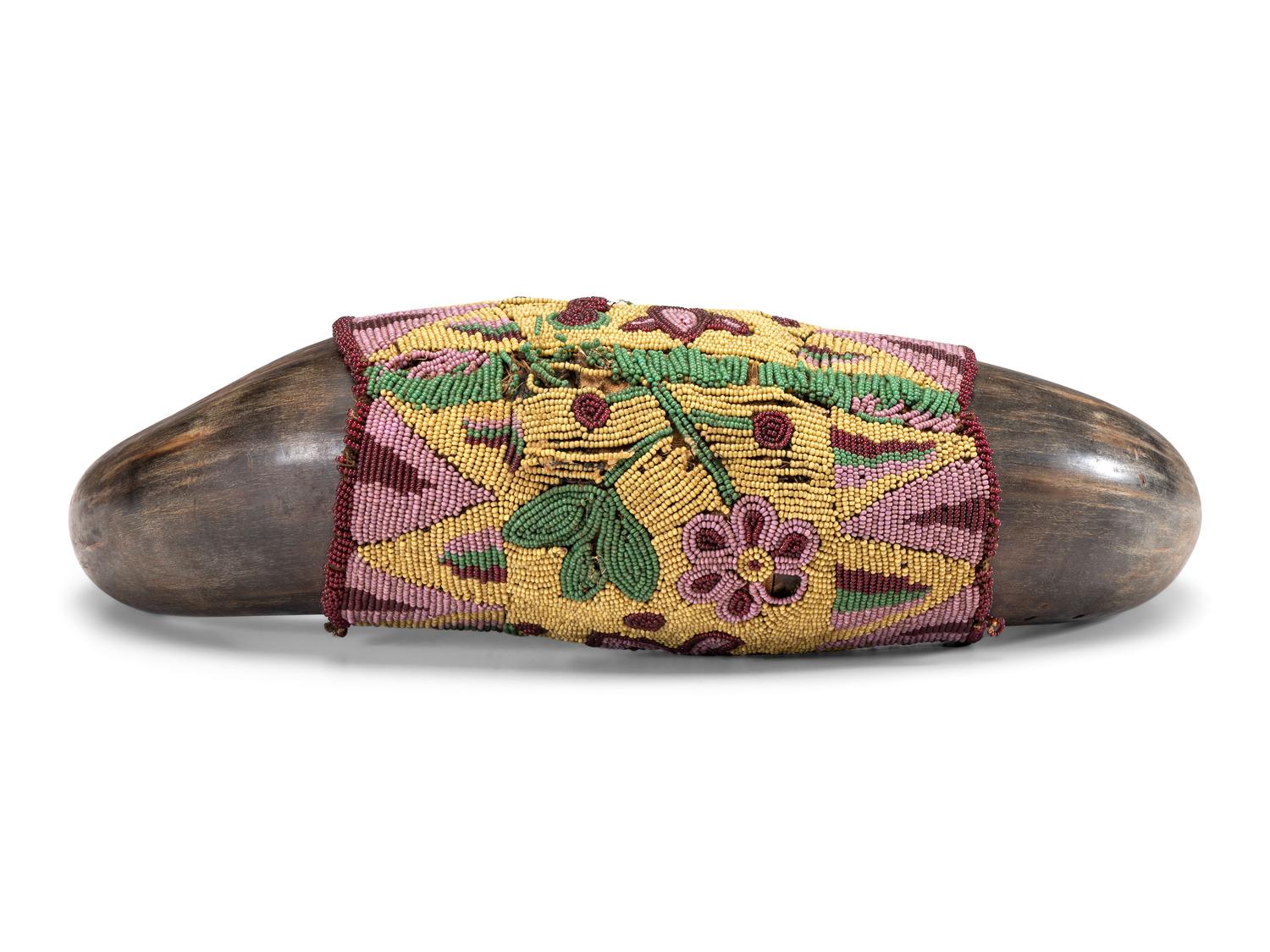 Plains Beaded Buffalo Horn Wall Hanging