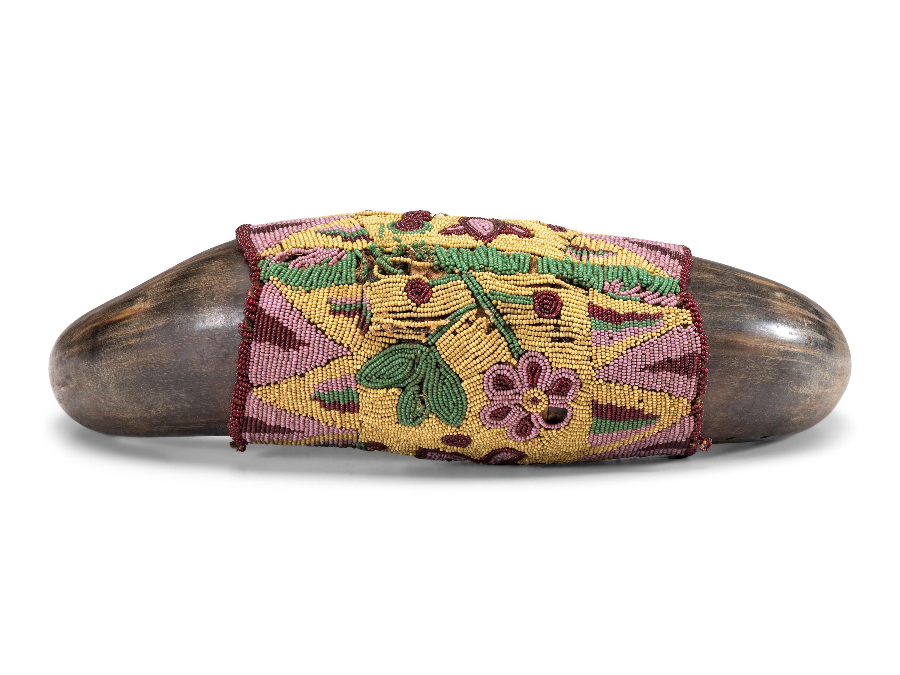 Plains Beaded Buffalo Horn Wall Hanging