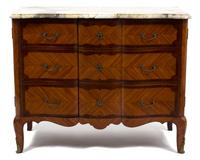 A Louis XVI Style Inlaid Mahogany Serpentine Cabinet Height 34 1/4 x width 42 x depth 20 inches. — 19TH CENTURY