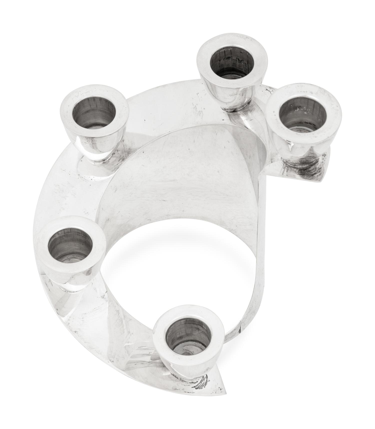 A Mexican Silver Five-Light Candelabra