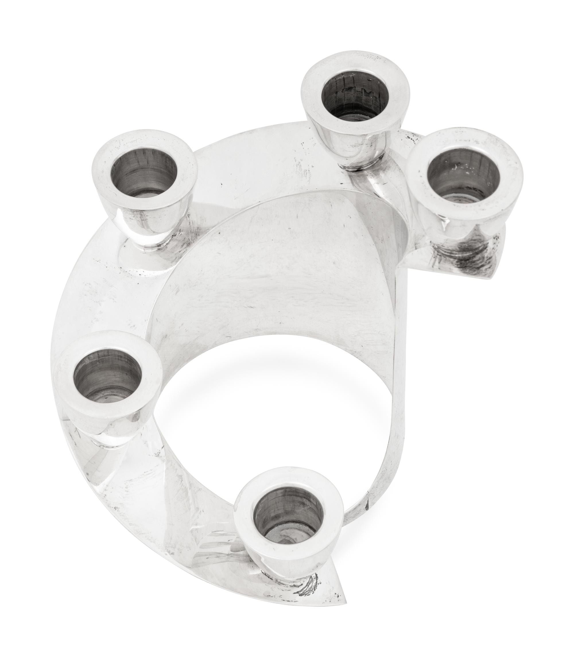 A Mexican Silver Five-Light Candelabra