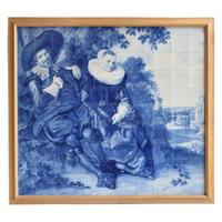 A Delft Tile Mosaic After Frans Hals 70.5" W x 4" D x 64.5" H — Netherlands, 19th Century