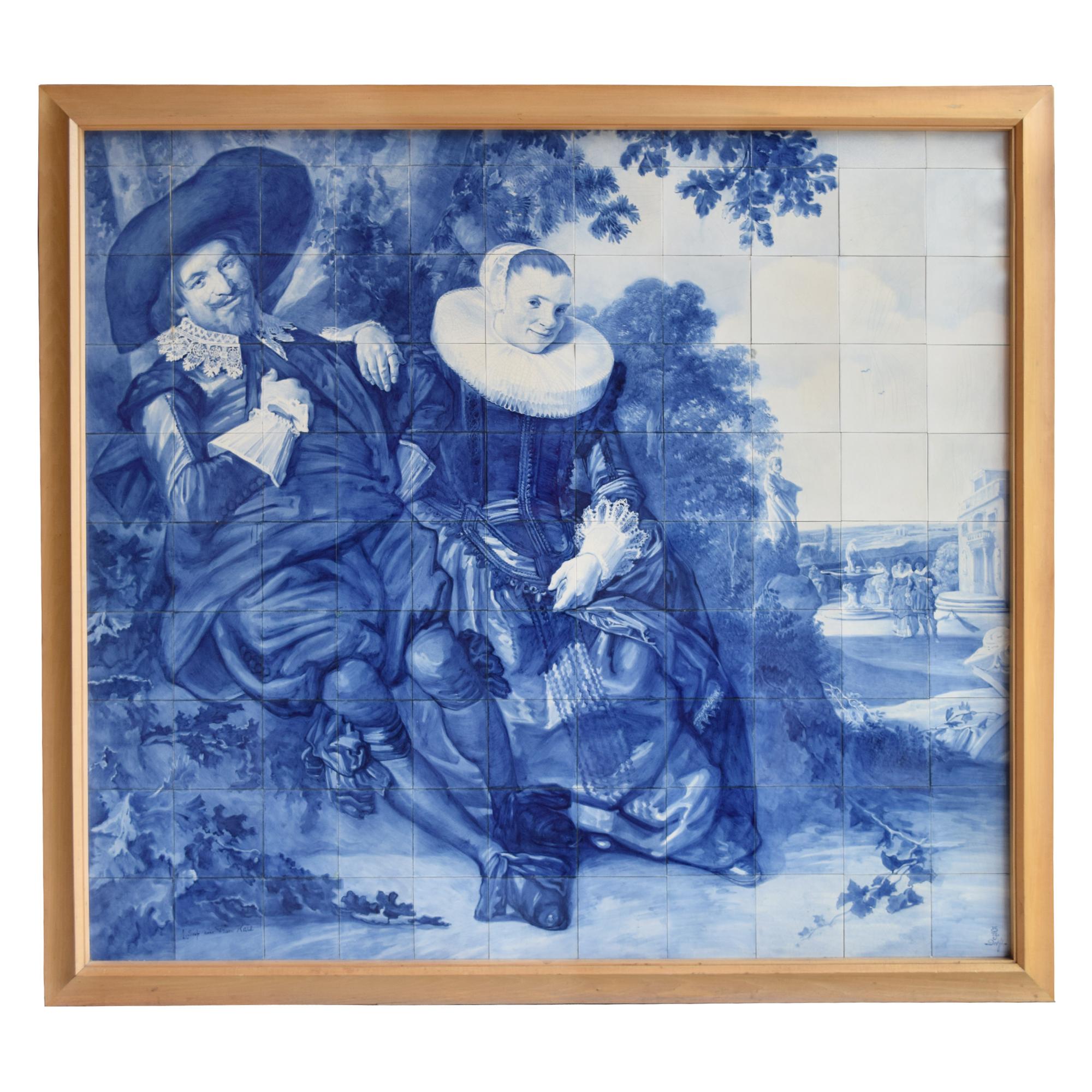 A Delft Tile Mosaic After Frans Hals 70.5" W x 4" D x 64.5" H — Netherlands, 19th Century