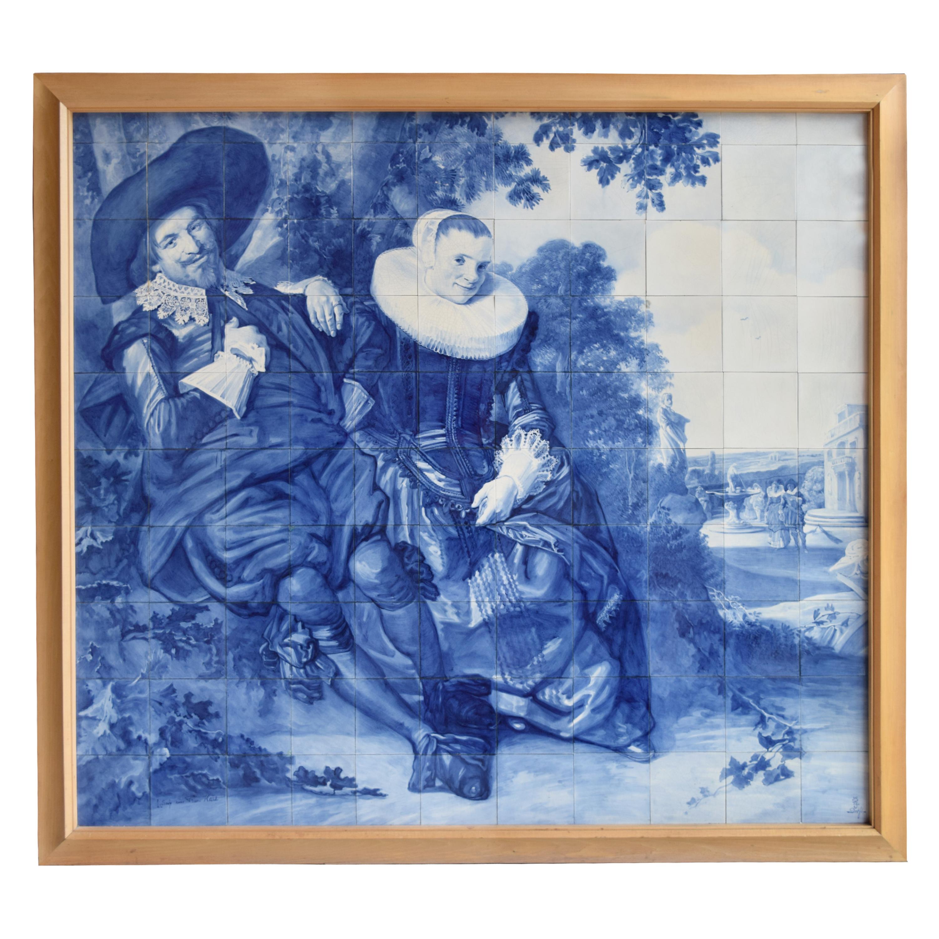 A Delft Tile Mosaic After Frans Hals 70.5" W x 4" D x 64.5" H — Netherlands, 19th Century